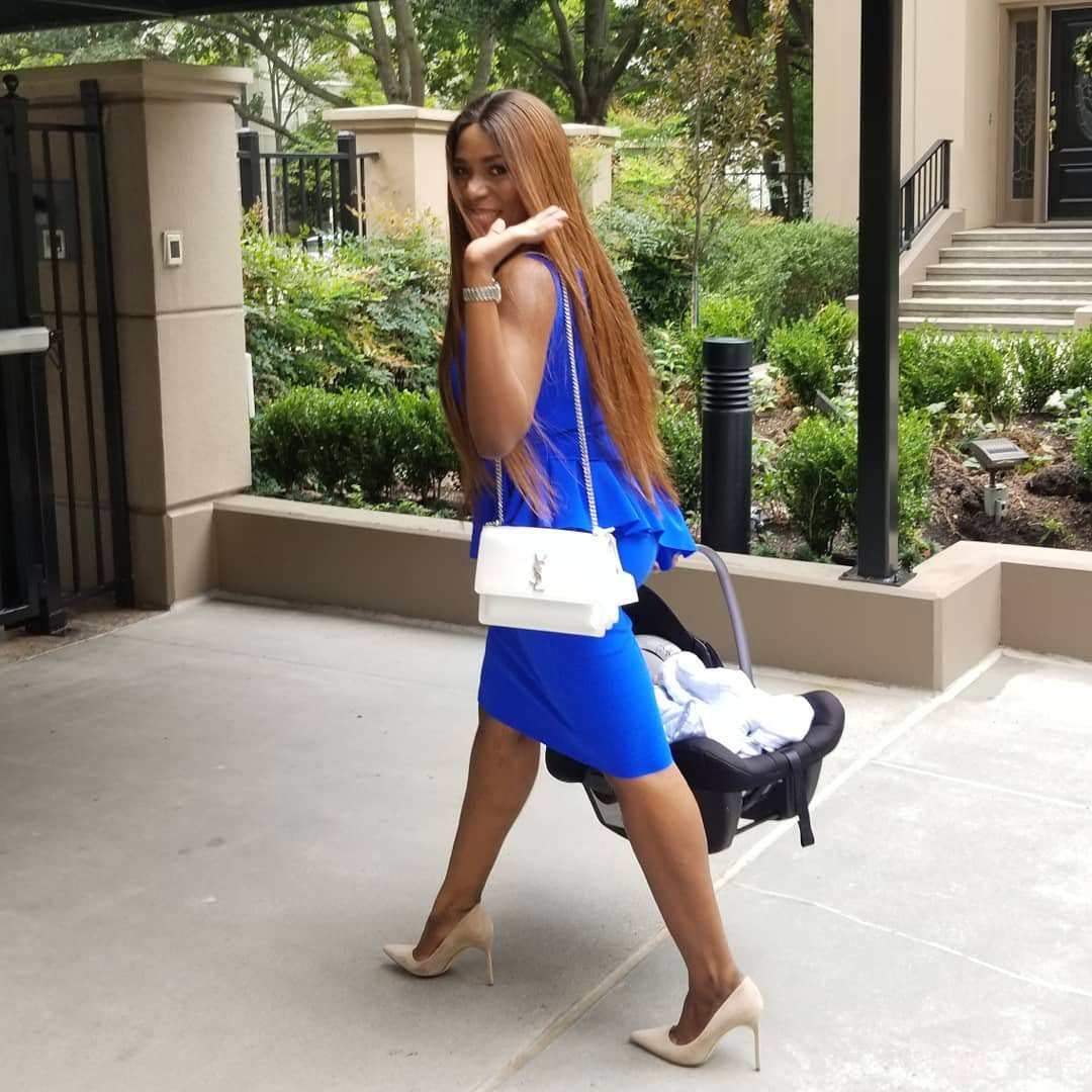 Linda Ikeji steps out with her son for the first time, shows off her post-baby bod