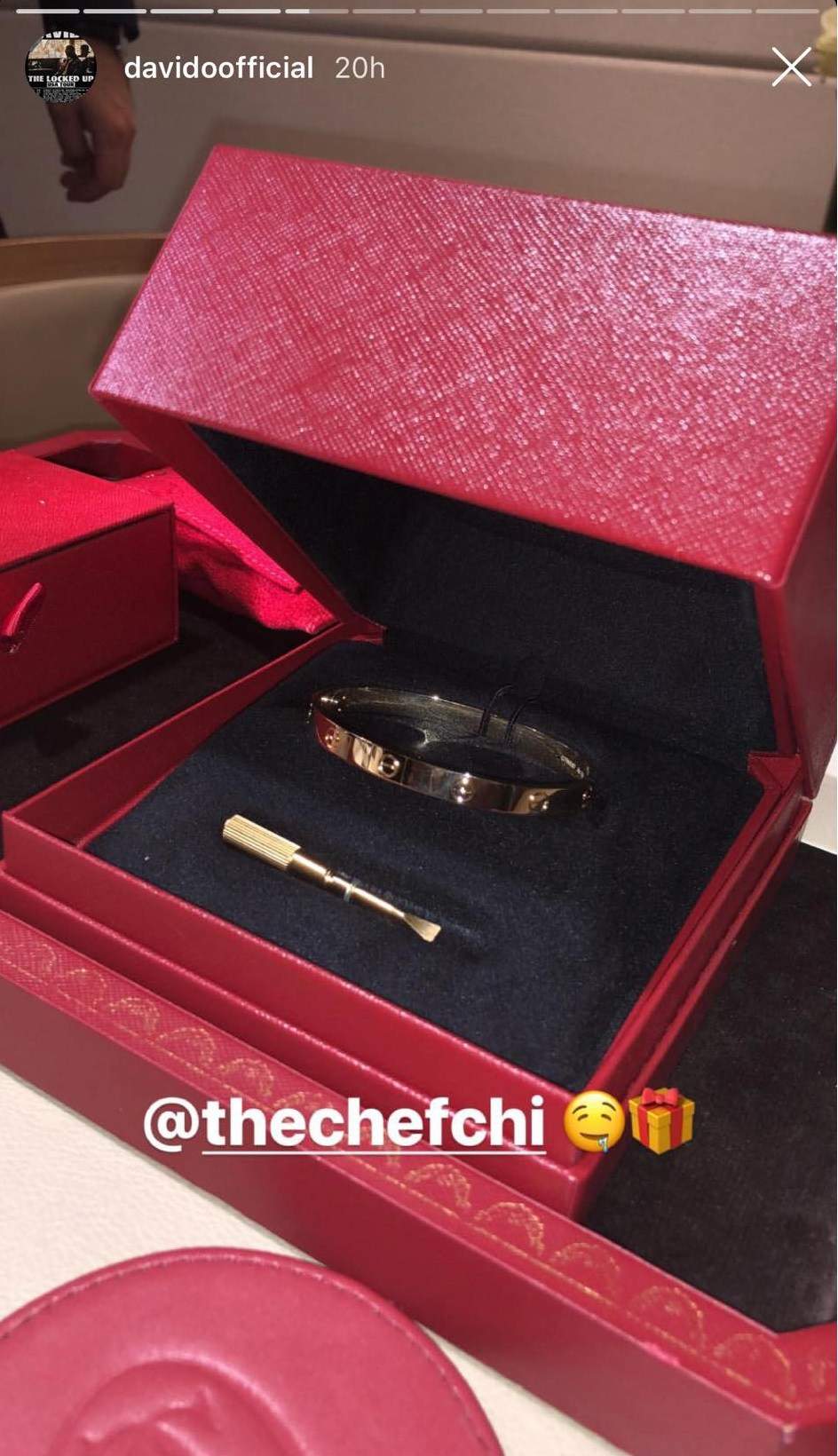 Davido gifts wife, Chioma a Cartier bracelet worth N2.2 million
