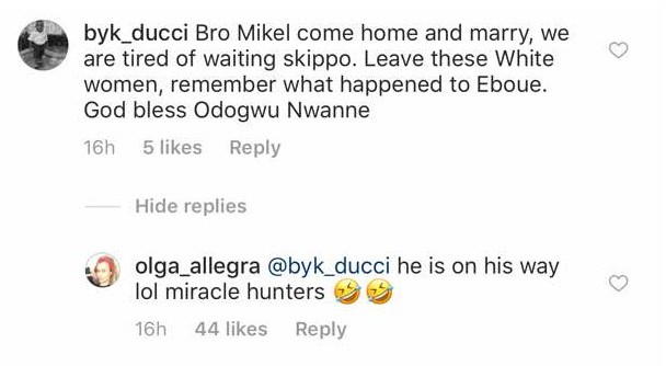 Mikel Obi's girlfriend replies Nigerian guy who says Mikel should dump her so as not to end like Eboue