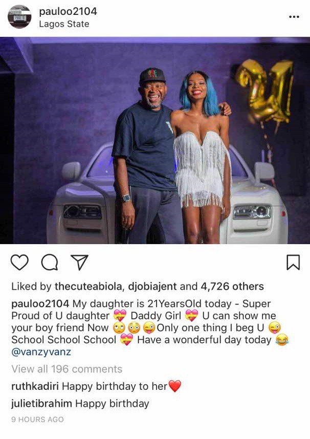 "You can show me your boyfriend now" - Paul Okoye tells daughter as she turns 21 (photos)