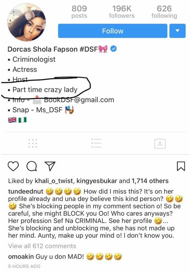 Tunde Ednut Blasts Dorcas Fapson