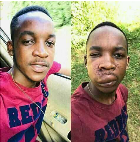26 year old guy beaten by his Sugar Mummy for cheating on her.