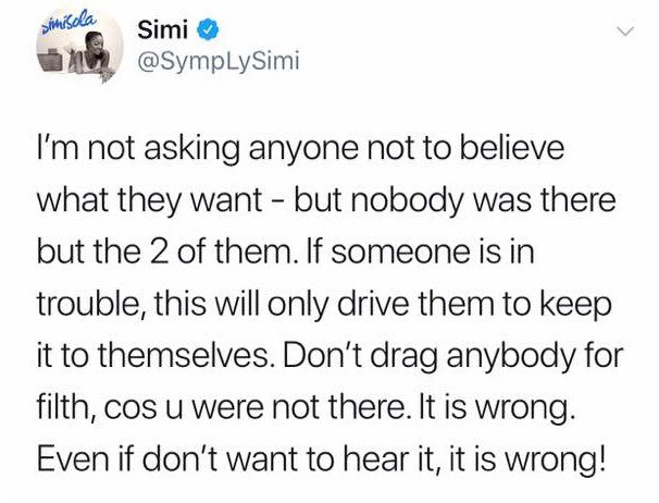 Simi apologizes, forced to delete her post in support of Dorcas after Nigerians dragged her!