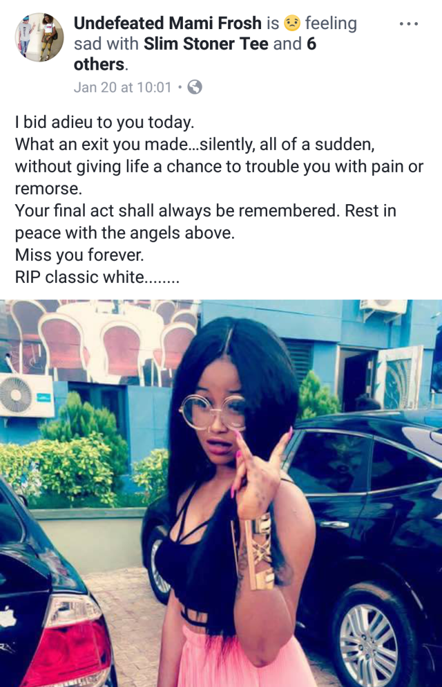 Facebook Lady, Classic white dies mysteriously.. and her friends are blaming 'yahoo boys'