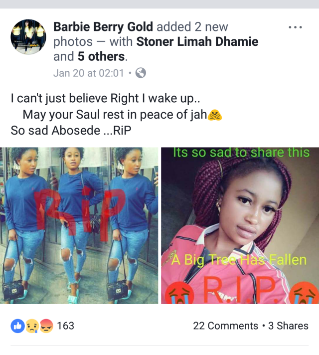 Facebook Lady, Classic white dies mysteriously.. and her friends are blaming 'yahoo boys'