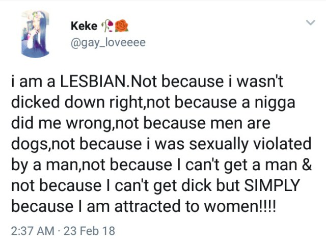 Lady reveals reasons why she's a Lesbian