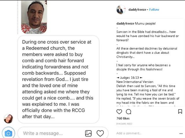 Daddy Freeze attacks Pastor who Asked Members To Comb Their Hair Forward