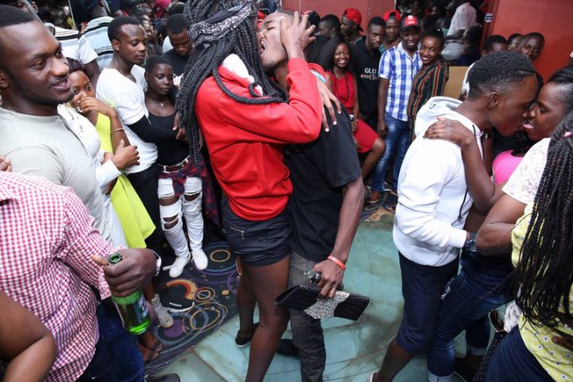 Photos from a kissing competition in Kampala, Uganda