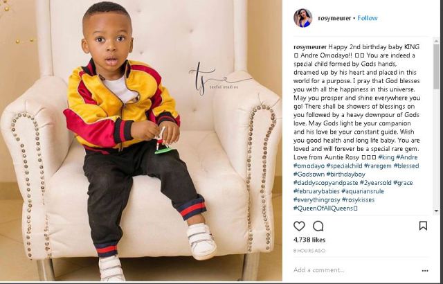 Rosy Meurer pens down birthday wishes to Tonto's son as he turns 2