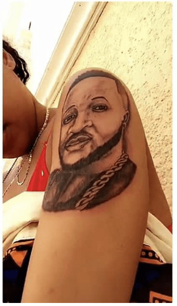 Nigerian Big Boy Dumps Girlfriend Who Tattooed His Face On Her Arm.