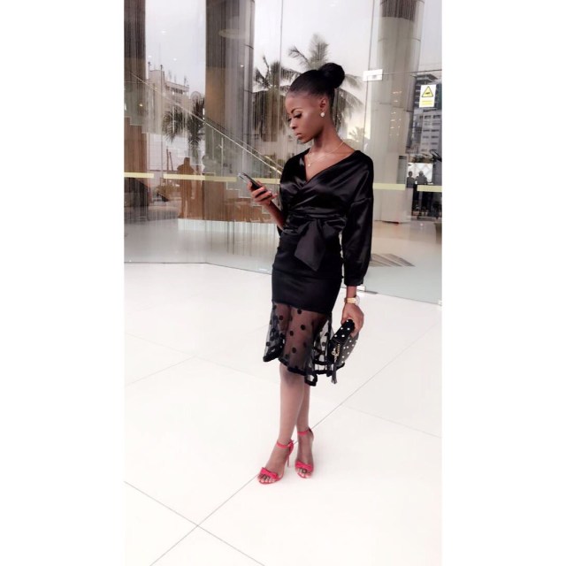 #BBNaija disqualified housemate, Khloe shares new photos as she rocks black for her media rounds