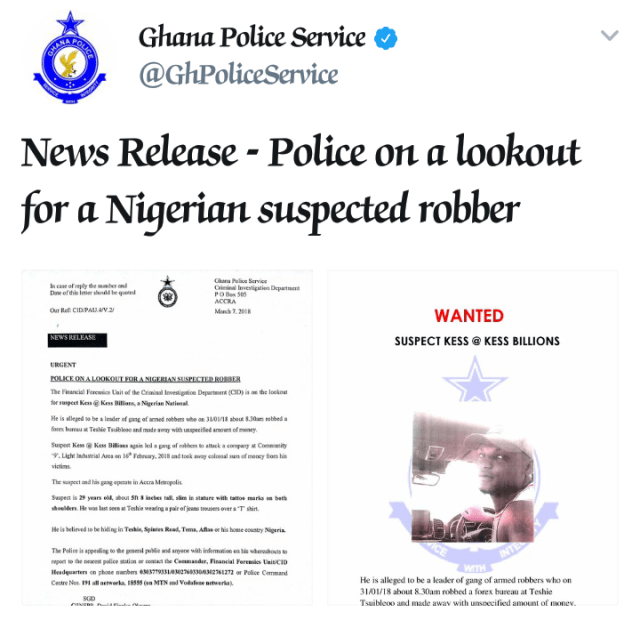 Delta state big boy declared wanted for multiple robberies in Ghana