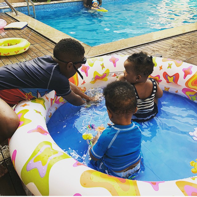 New Adorable Photos Of Paul Okoye's Twins As They Go Swimming.