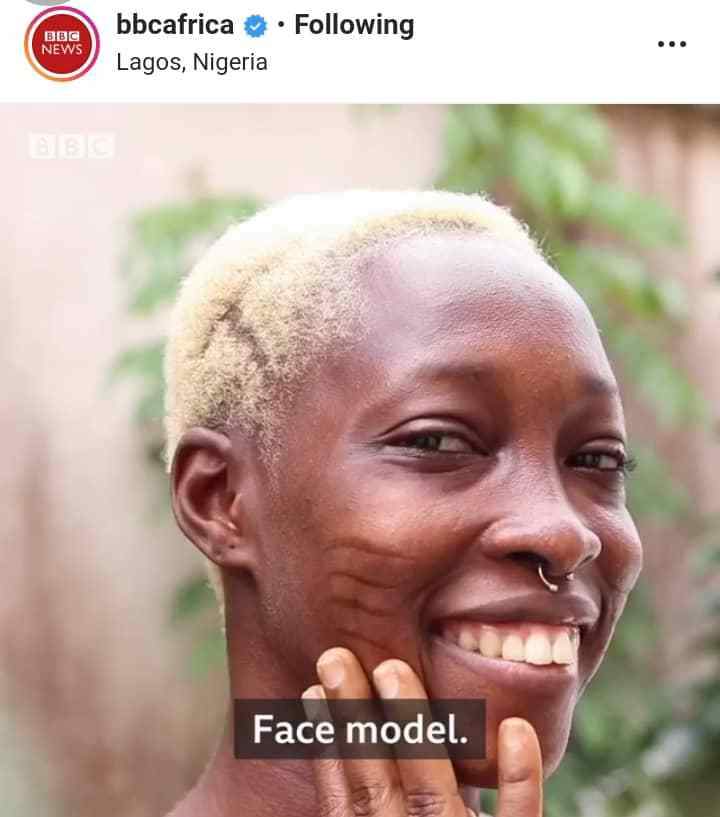 Face model with tribal marks, gets featured on BBC after Rihanna followed her