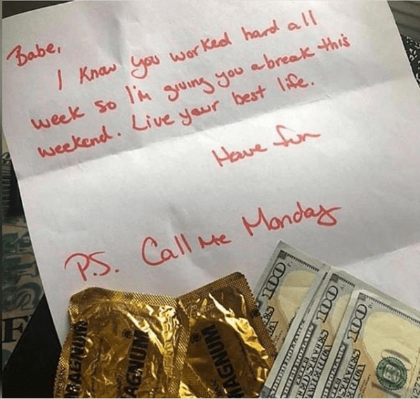 Lady gives boyfriend $300, condoms and pass to flirt for the weekend