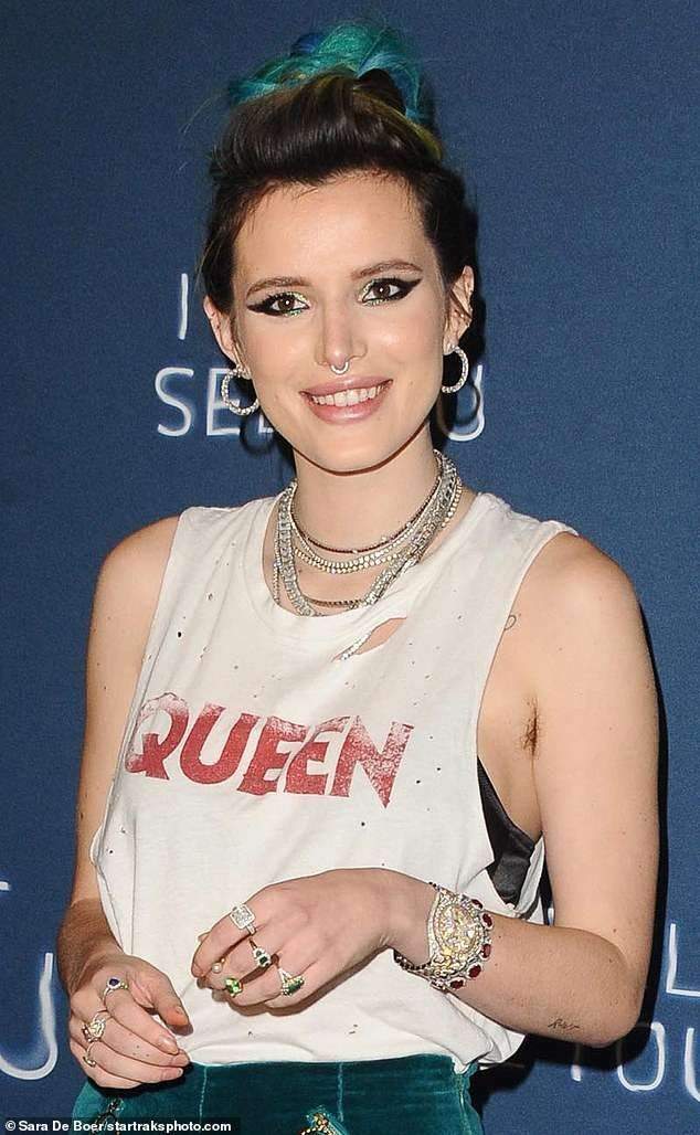 Actress Bella Thorne shows off her armpit hair as she attends movie screening in Los Angeles (photos)