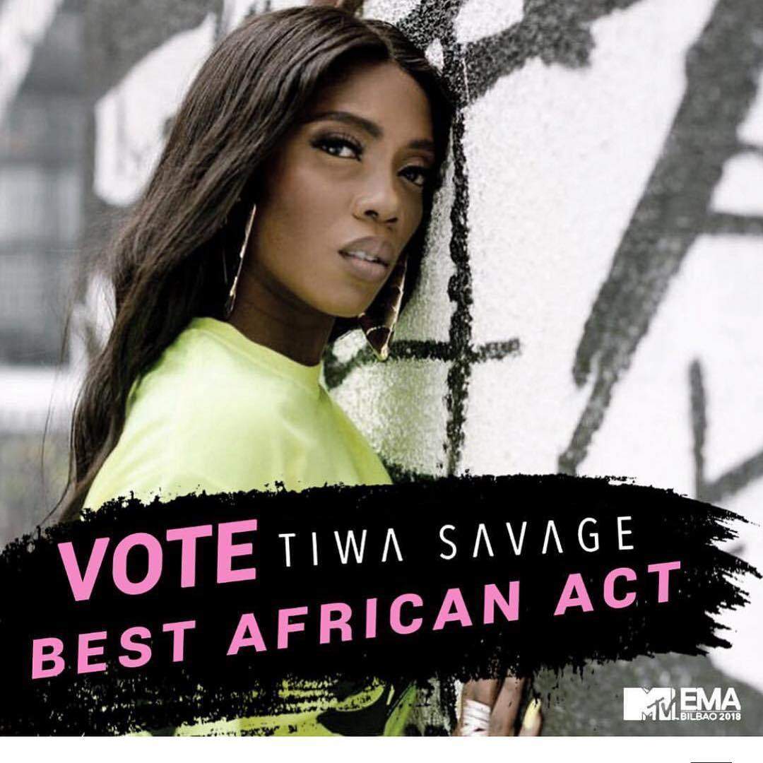 Wizkid supports his 'Bestie' Tiwa Savage over Davido for '2018 EMA Best African Act'