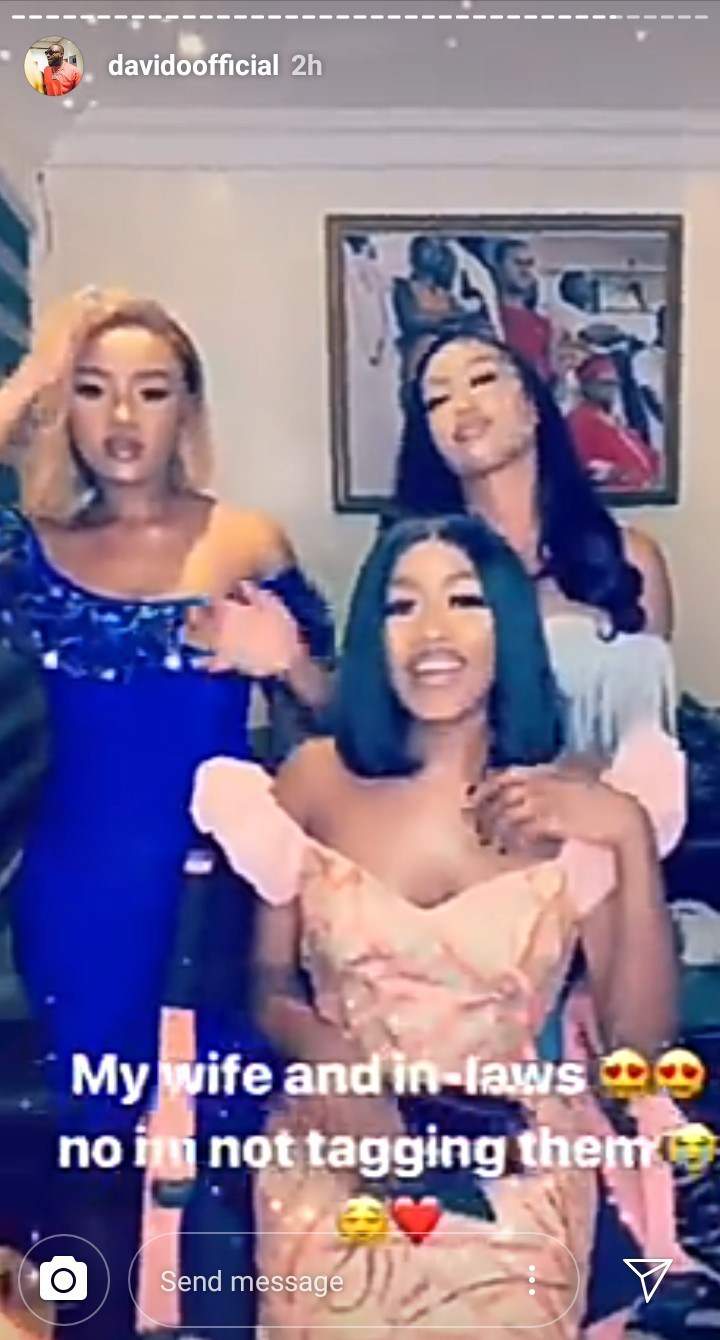 'My wife and in-laws' - Davido says as he shares clip of Chioma and her beautiful sisters