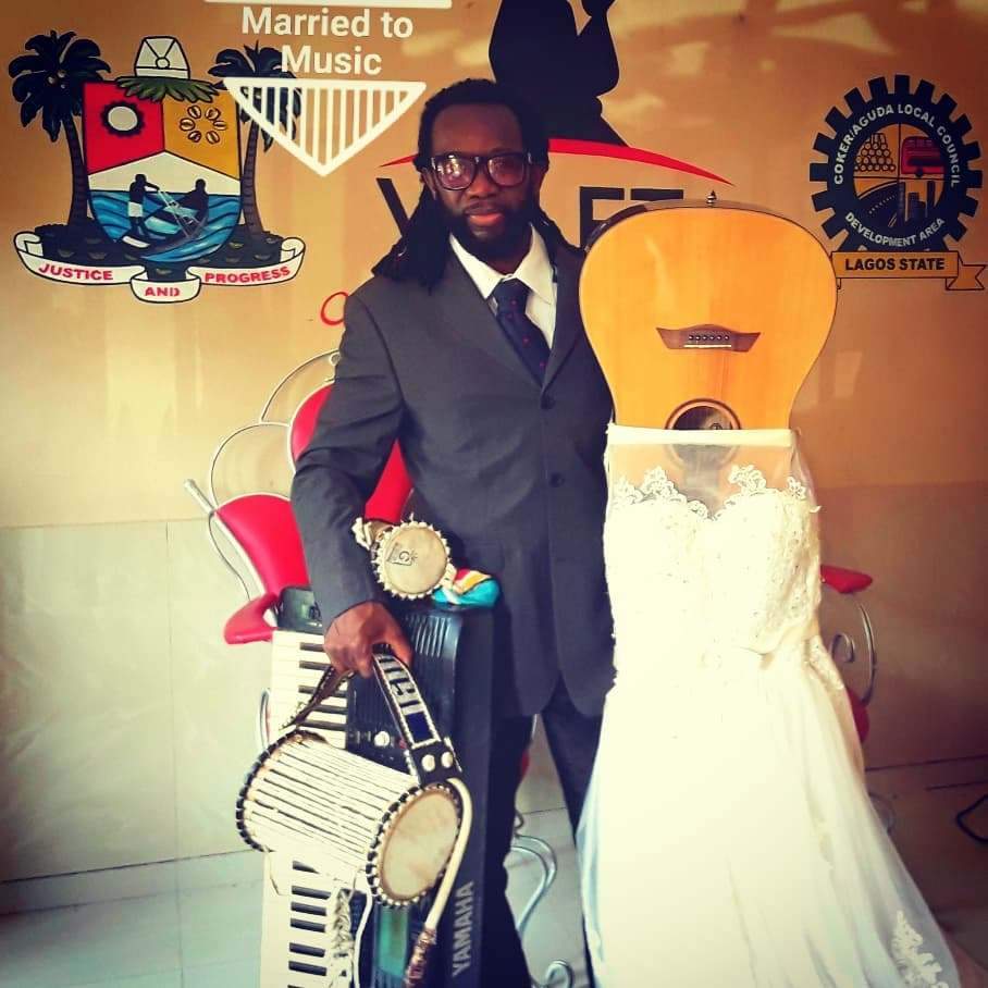 Nigerian man legally marries his guitar yesterday in Lagos