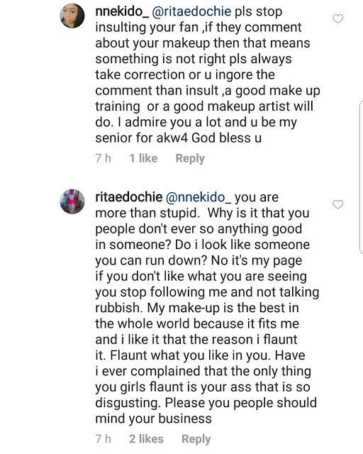 Rita Edochie fires back at fans for criticising her makeup