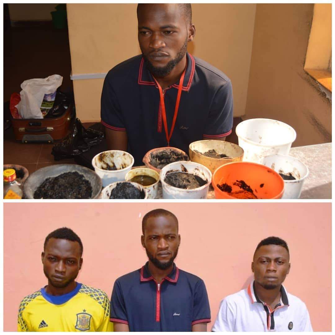 Three suspected internet fraudsters arrested with their fetish substances in Osun
