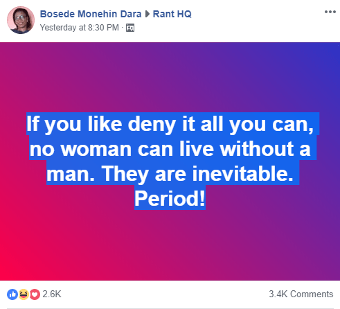 No woman can live without a man - Nigerian woman declares