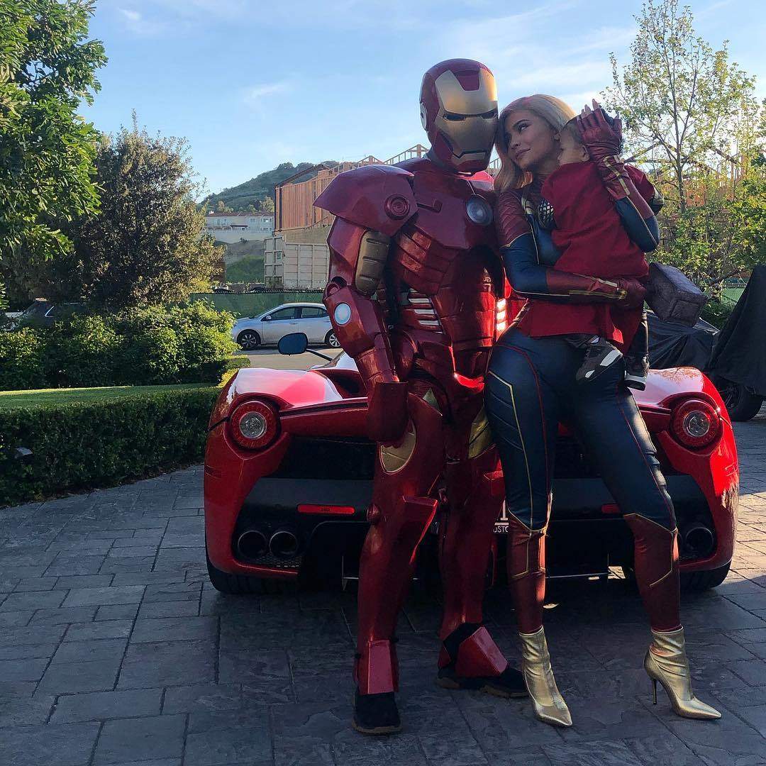 Travis Scott, Kylie Jenner and their baby, Stormi step out in Avengers-themed outfit (Photos)
