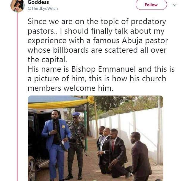 Lady Calls Out Abuja Pastor Bishop Emmanuel Esezobor, For Demanding Sex From Her