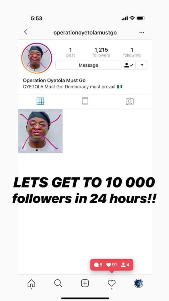 Davido creates new Instagram account to troll Governor Oyetola