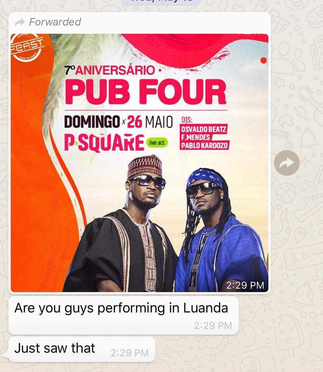 Peter Okoye calls out promoter using his photo to sell his twin brother's show