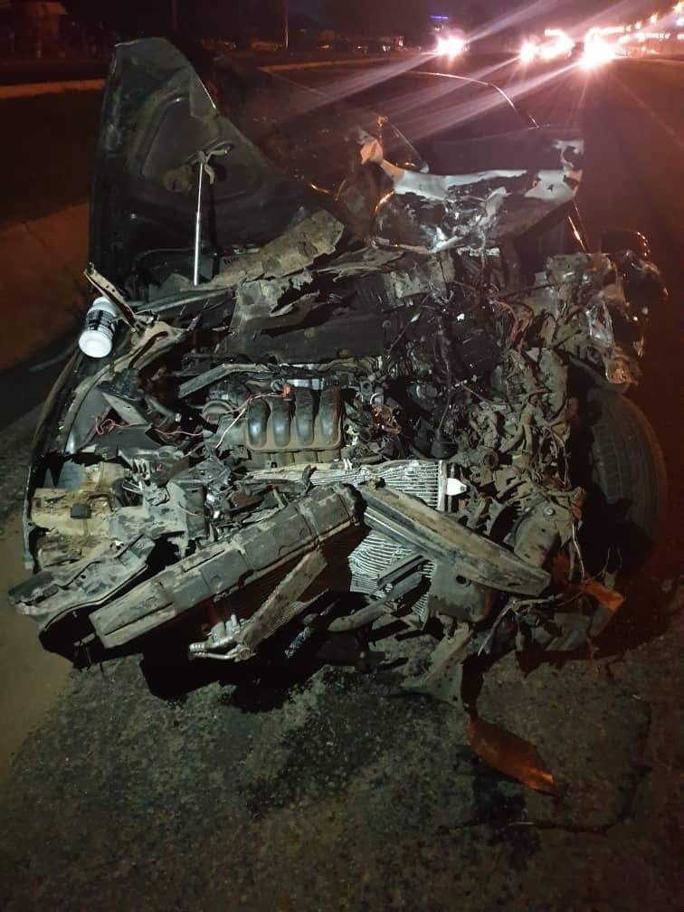 Nigerian man grateful to God after he survived an accident that wrecked his car