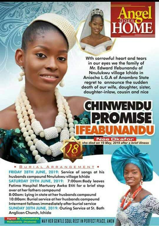 18-year-old Nigerian girl dies 3 weeks after her wedding