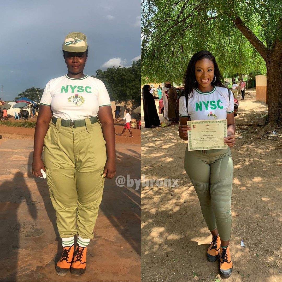 Shocking weight Loss: How Nigerian Lady started NYSC vs How she ended (photos)