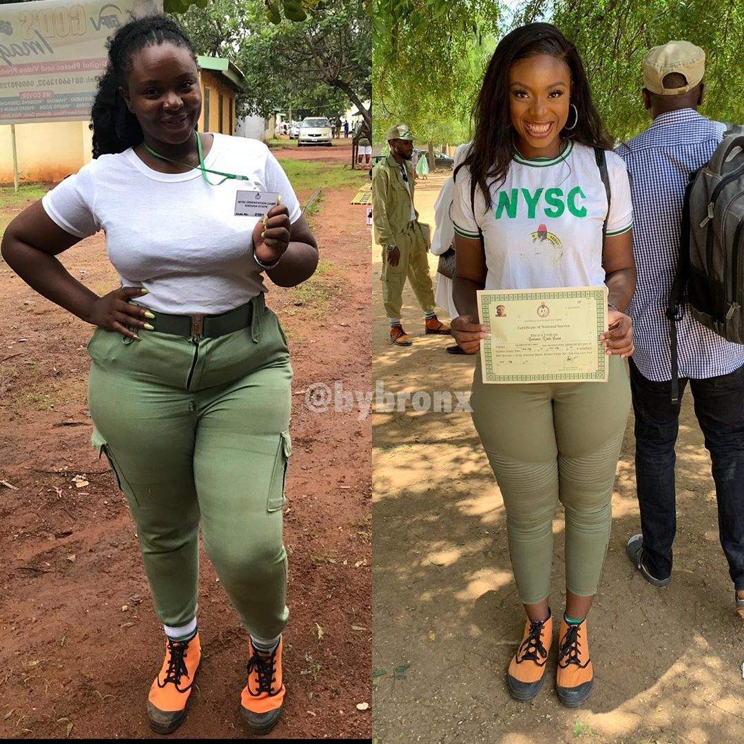 Shocking weight Loss: How Nigerian Lady started NYSC vs How she ended (photos)