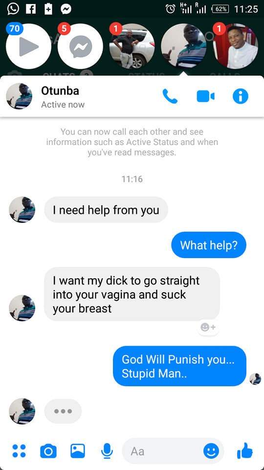 Nigerian lady exposes man who stormed to her DM to demand for sex