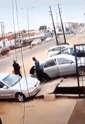 CCTV captures the moment robbers in Lagos broke the glass of a car using just salt and saliva