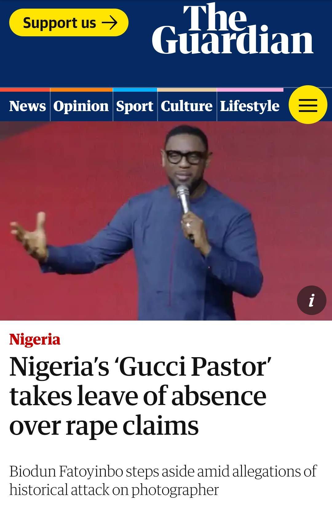 Pastor Biodun Fatoyinbo's Rape Allegation Goes International as Guardian UK tags him 'Gucci Pastor'