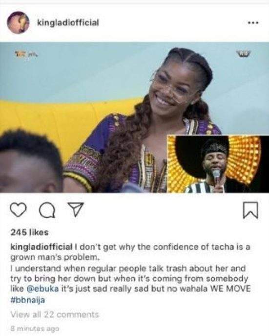 BBNaija2019: 'Why is Tacha's confidence, a grown man's problem?'- Tacha's Alleged Boyfriend Slams Ebuka