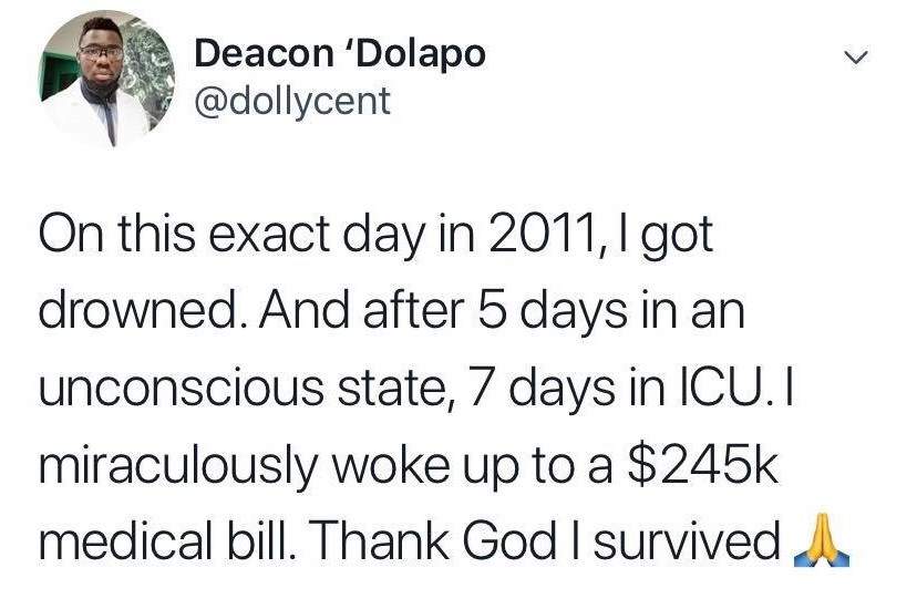 Nigerian guy recounts waking up to US hospital bill of $245k (N88 million) after 7 days in coma