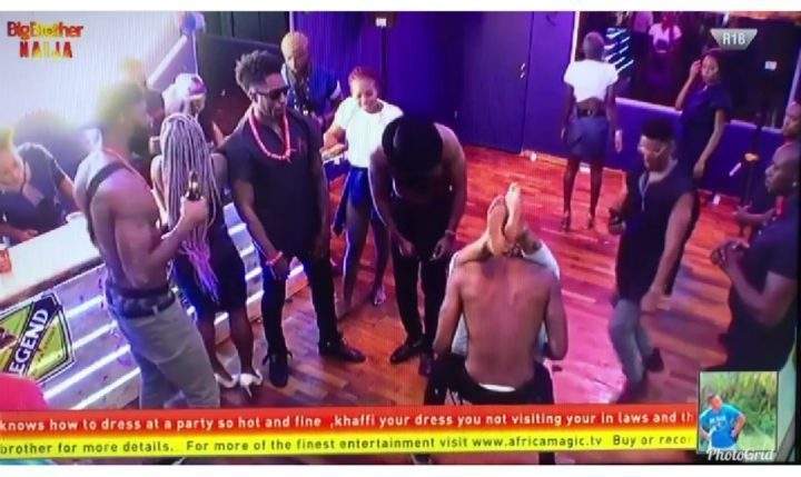 #BBNaija 2019: Watch the Moment Ike almost fought Omashola for vigorously rocking Mercy during Saturday's party