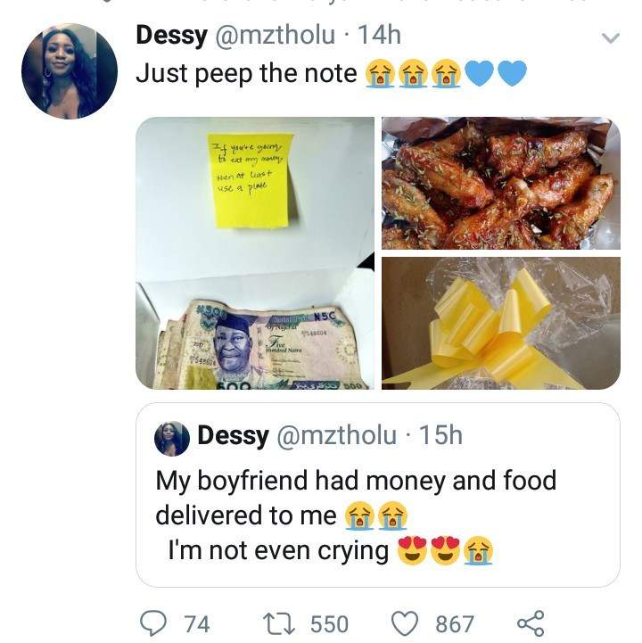 See hilarious reactions that followed after a Twitter user showed off he gifts her boyfriend sent to her office