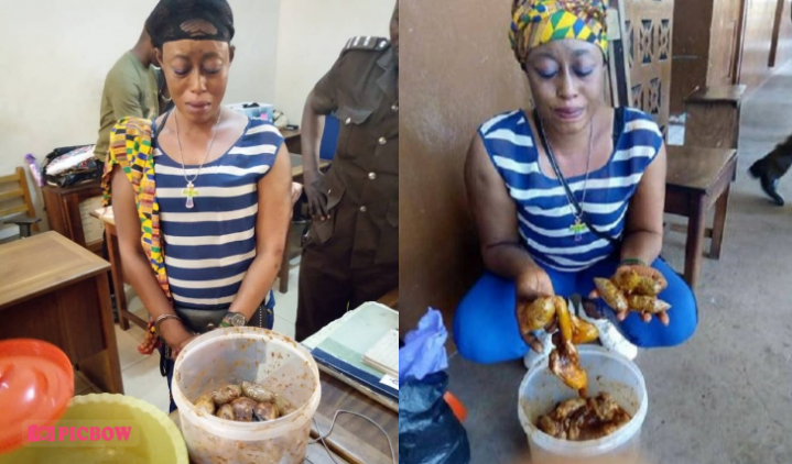 Lady smuggling tramadol and weed in stew for her jailed boyfriend arrested in Ghana