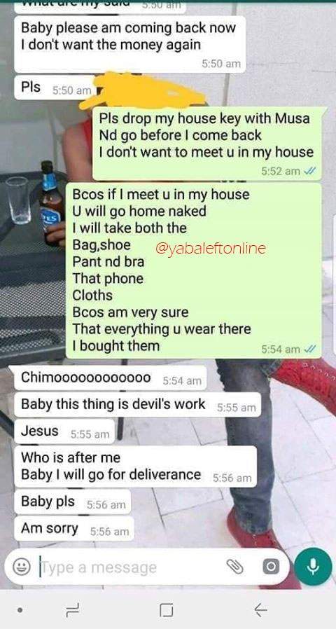 Nigerian Lady lies to her boyfriend that she was home, turns out she was at a hotel with another guy (Screenshots)