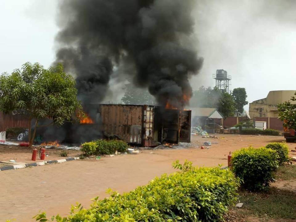 Fire guts containers carrying card readers for Saturday's election in Anambra (Photos)