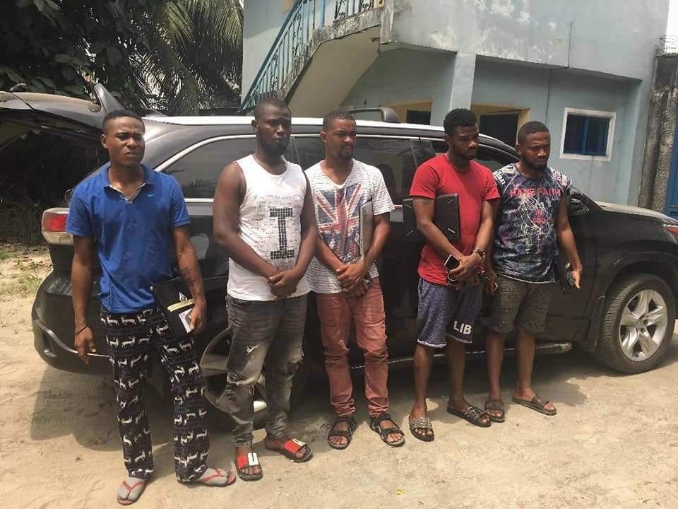 Laptops, Car Recovered As Five Yahoo Boys Are Arrested In Port-Harcourt.