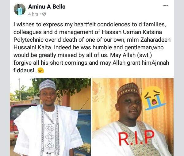 Two Nigerian lecturers die, one injured in ghastly motor accident on their way home after attending a friend's wedding in Jigawa