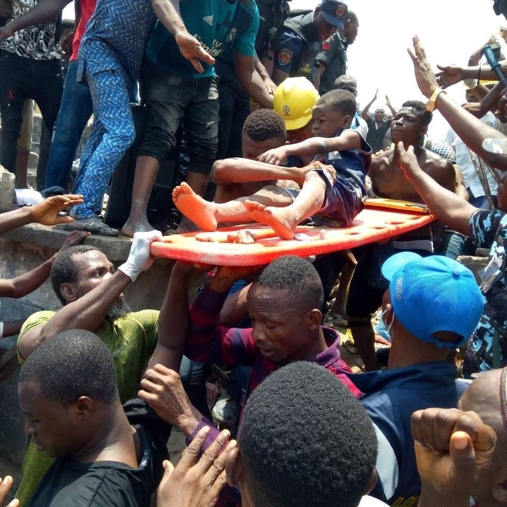 More photos from the rescue operation at the scene of the Lagos school building collapse