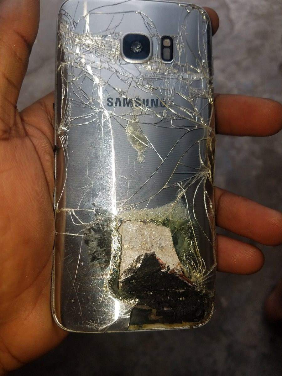 Man escapes being burnt alive after his Samsung phone exploded
