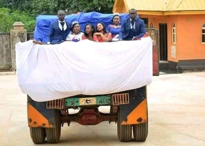 Viral couple gets married with a tipper in Akwa Ibom (photos)