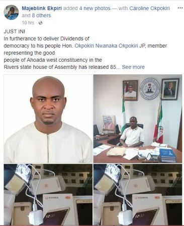 Photos: Rivers Lawmaker Representing Ahoada West, Buys 85 Pieces Of Gionee 5 Phones As Constituency Project (Photos)